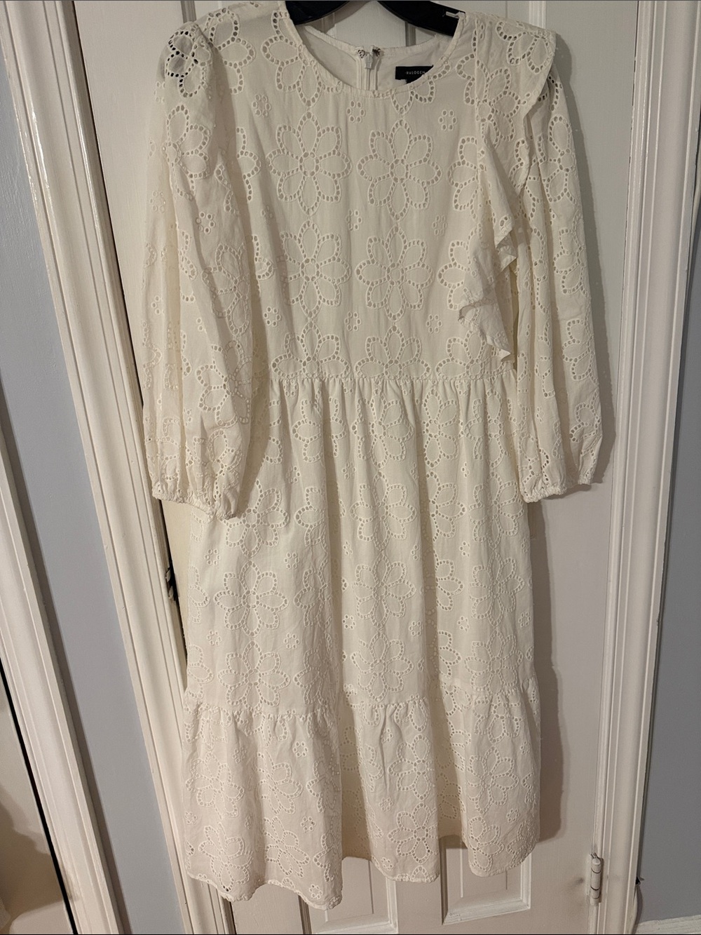 Halogen White Eyelet Floral Midi Dress